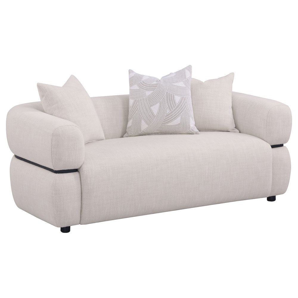 Jeanette 73inch Fabric Upholstered Round Arm Loveseat Beige