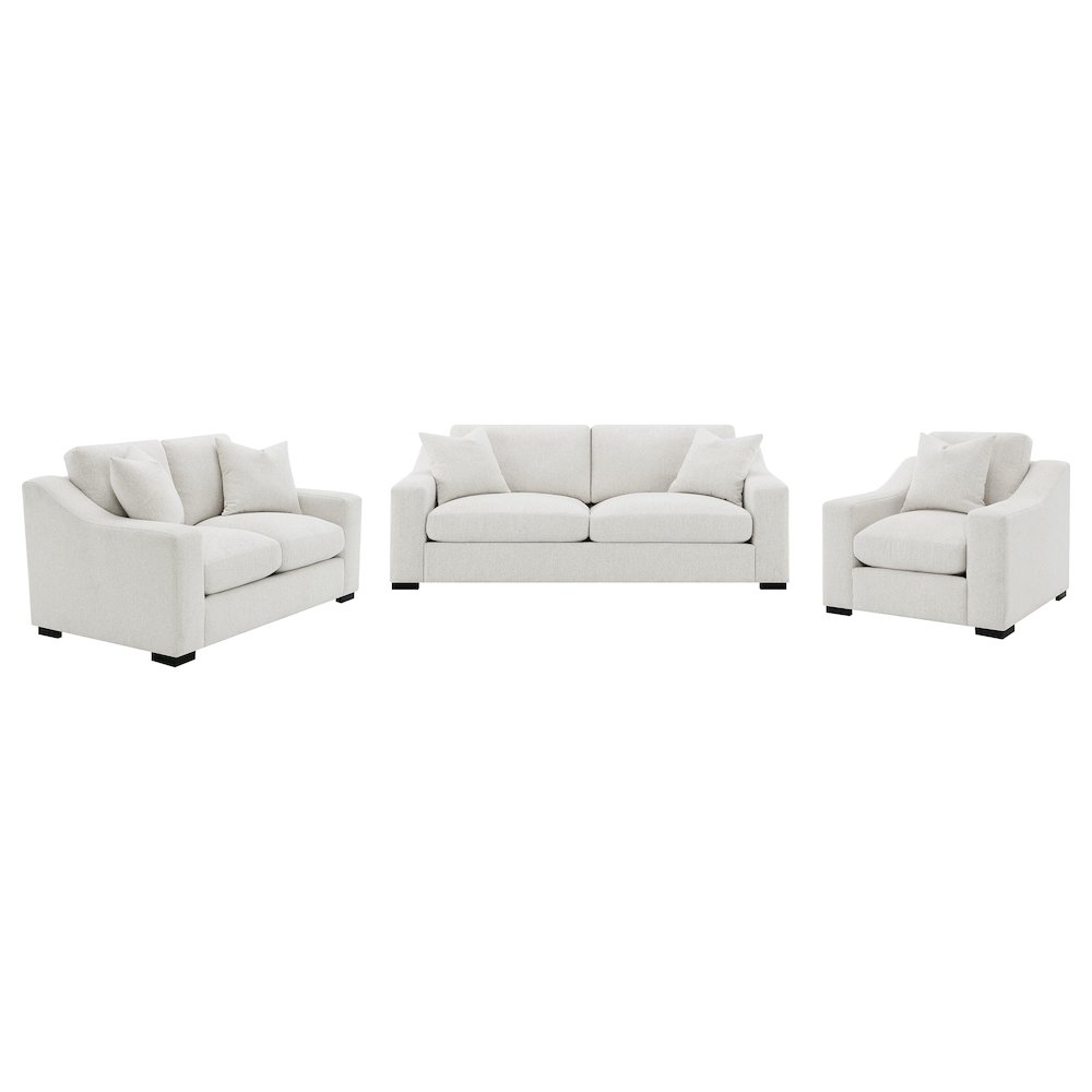 Ashlyn 3piece Upholstered Track Arm Sofa Set Sand