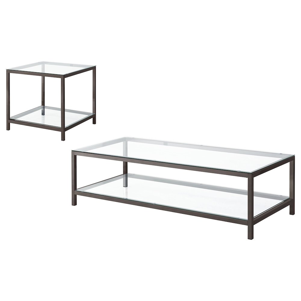Trini 2piece Coffee and End Table Set Black Nickel