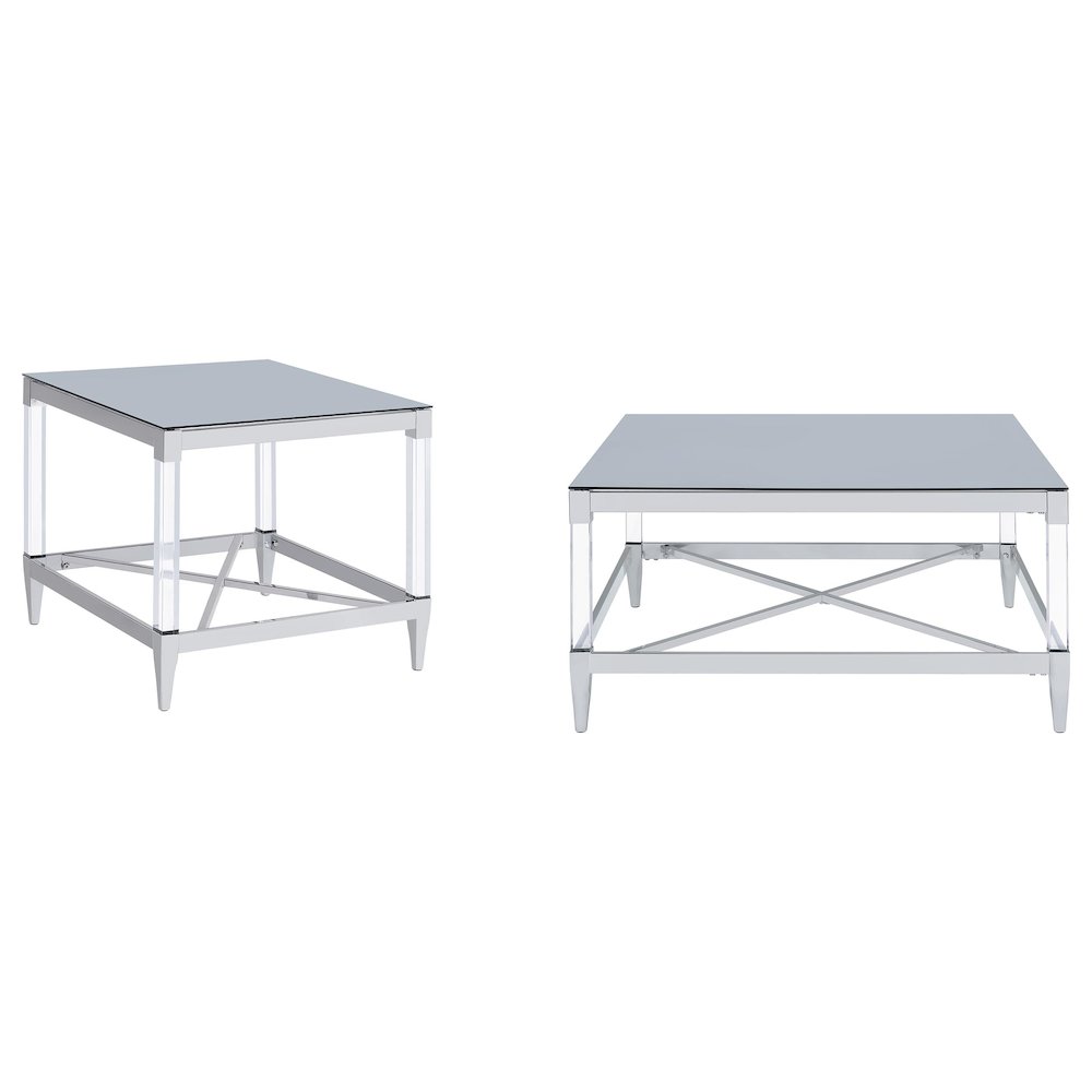 Lindley 2piece Square Coffee and End Table Set Chrome