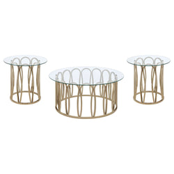 Monett 3piece Coffee and End Table Set Chocolate Chrome