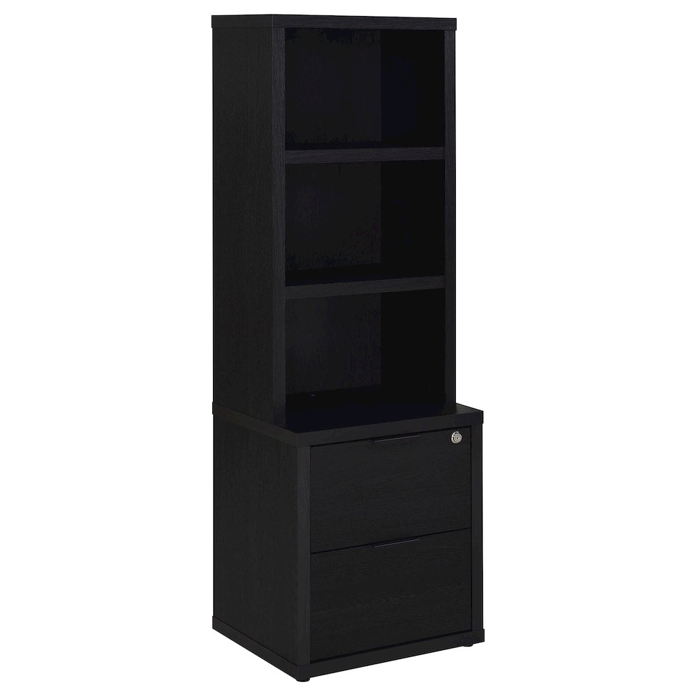Westpark 3shelf Bookcase USB and Lockable Drawer Black
