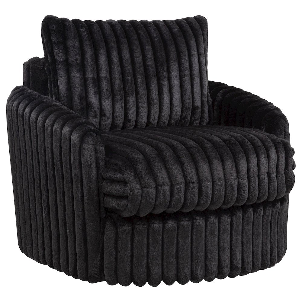 Sarco Corduroy Upholstered Swivel Accent Arm Chair Black