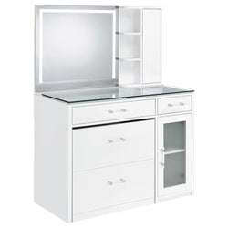 Flora 2drawer Vanity Set with LED Mirror White High Gloss