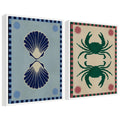 Sylvie Lush Duo Seashells and Crabs Framed Canvas Art Set by Shatha Al Dafai