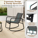3-Piece Rocking Bistro Set with Glass Table for Patio