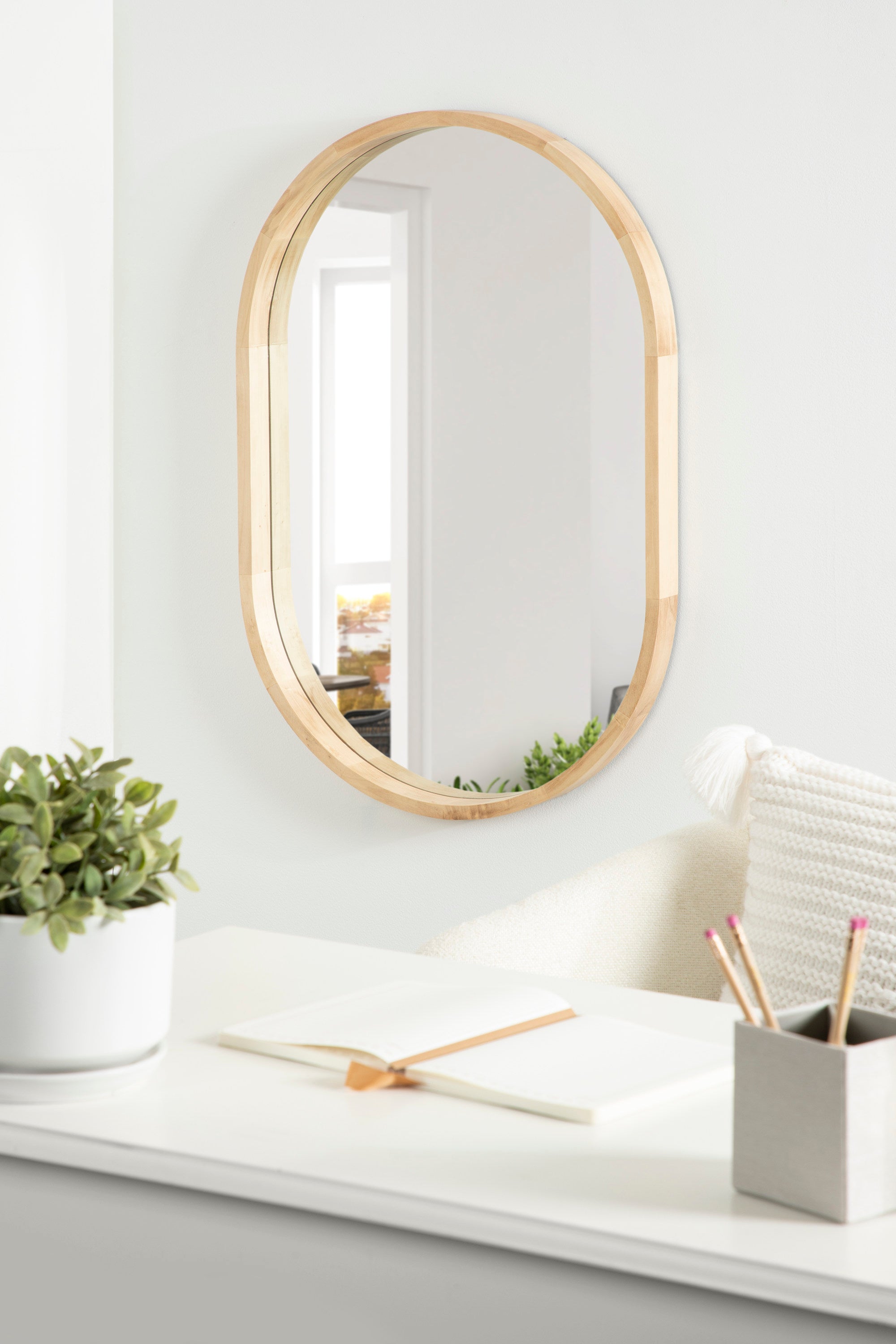 Hutton Wood Framed Capsule Mirror