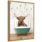 Sylvie Highland Cow in Meadow Bathtub Framed Canvas by Amy Peterson