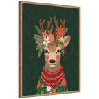 Sylvie Beaded Christmas Deer Framed Canvas by Mia Charro