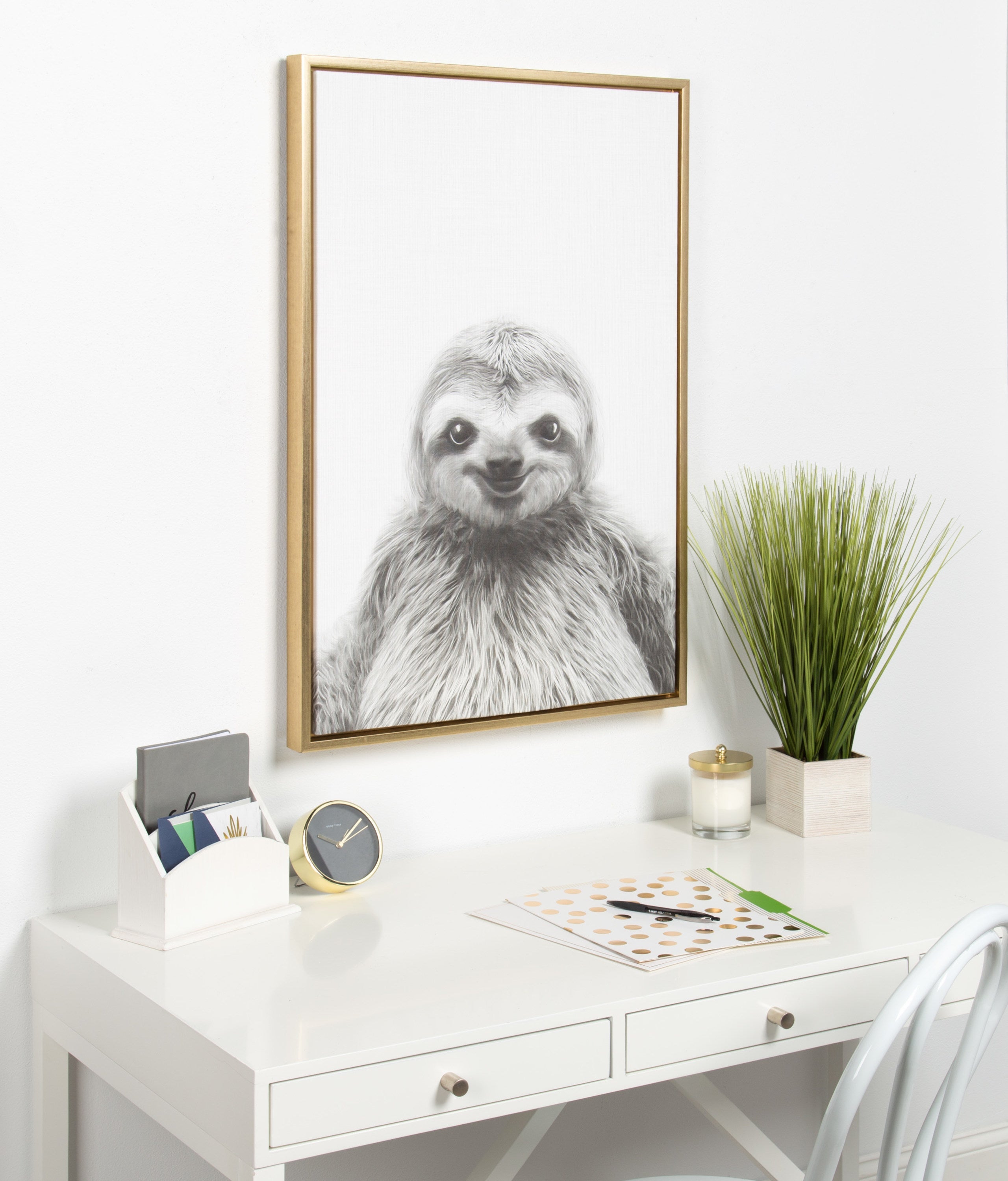 Sylvie Sloth Framed Canvas by Simon Te Tai