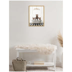 Sylvie Three Bears in Gray Bathtub on Checker Floor Framed Canvas by Amy Peterson