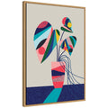 Sylvie MCM Blue and Pink Monstera Framed Canvas by Rachel Lee
