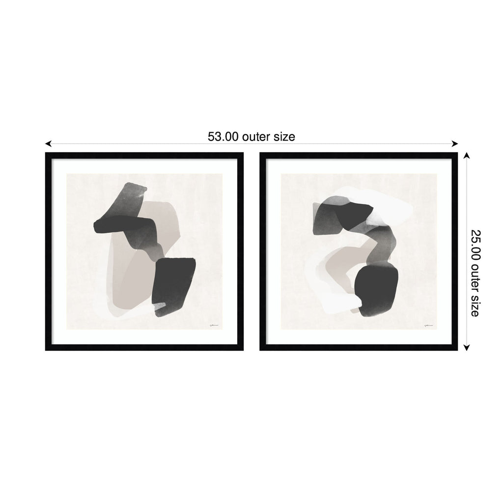 Abstract Neutral 01 & 02 2 Piece Framed Wall Art Print Set by Gabrielly Guedes