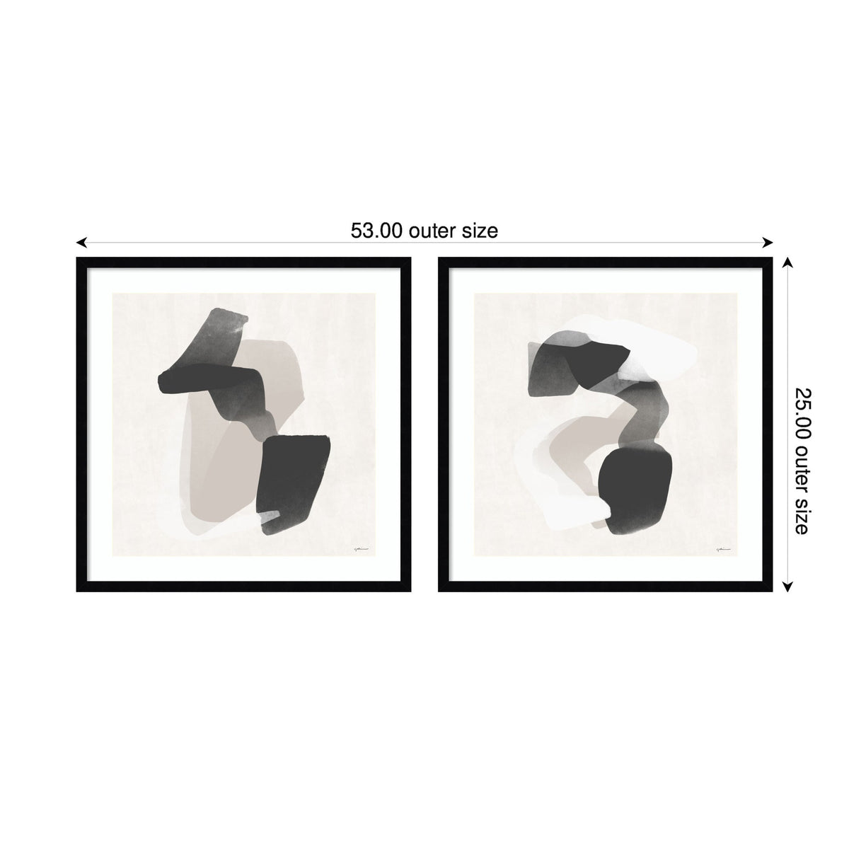 Abstract Neutral 01 & 02 2 Piece Framed Wall Art Print Set by Gabrielly Guedes