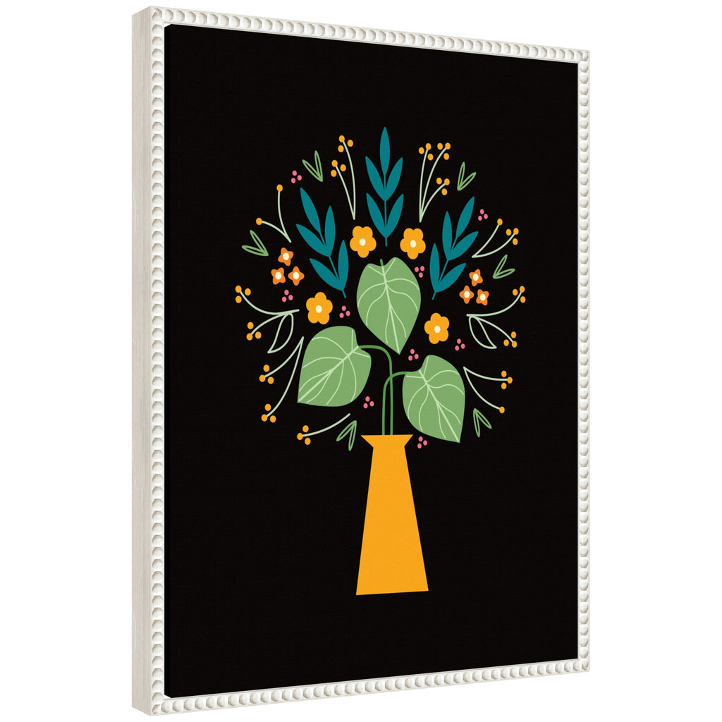 Sylvie Floral Yellow Vase Framed Canvas by Amber Leaders