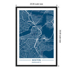 Sylvie Boston Map Regal Blue Framed Canvas by Jake Goossen