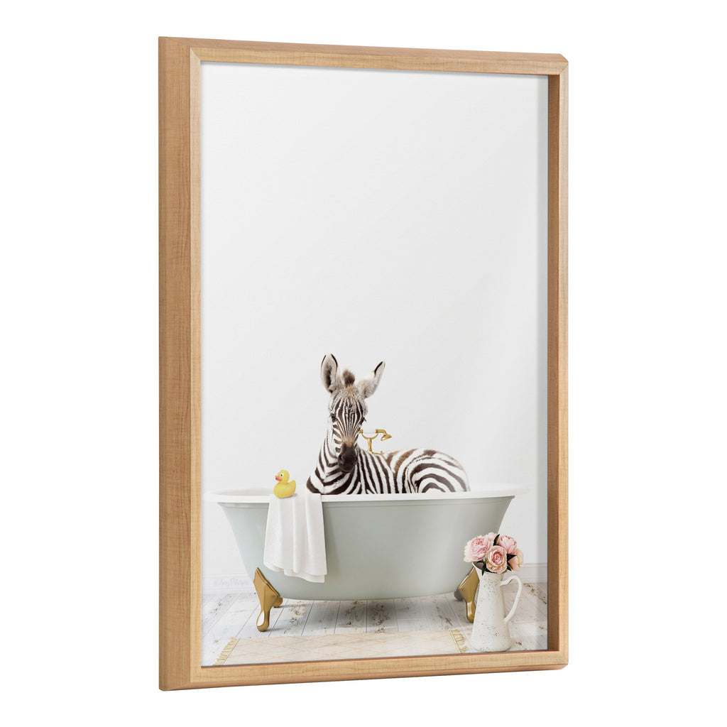 Blake Zebra Cottage Bathroom Framed Printed Glass by Amy Peterson Art Studio