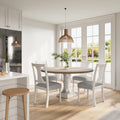 Tannen 59W Round White and Gray 5-Pc Dining Table Set