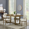 Darla 5Pc 72 Rectangular Walnut Oak Finish Sled Dining Set with Beige Sherpa Fabric Chairs