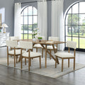 Darla 7Pc 70 Rectangular Walnut Oak Geometric Cross Base Dining Set