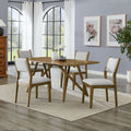 Darla 5Pc 70 Rectangular Walnut Oak Geometric Cross Base Dining Set