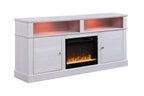 Lucifer 70W White Walnut Finish TV Stand Console with Fireplace