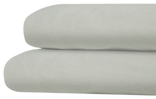 Tribeca Living Twin X-Large Luxury Solid Flannel Deep Pocket Sheet Set, Platinum