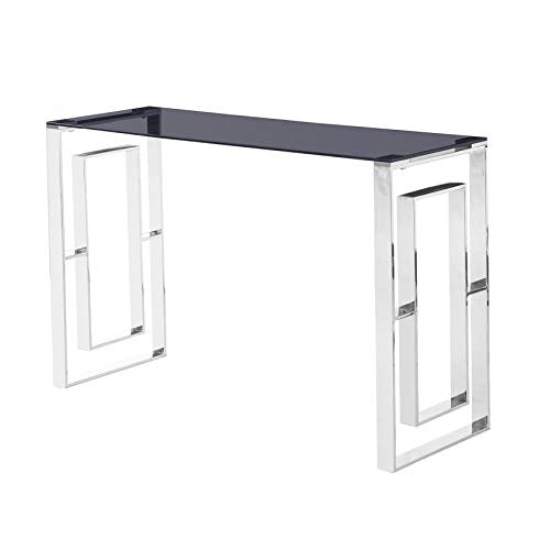 Best Master Mallory Stainless Steel And Smoked Glass Console Table In Gold