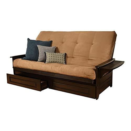 Kodiak Furniture Phoenix Queen Futon With Suede Fabric Mattress In Espresso/Tan