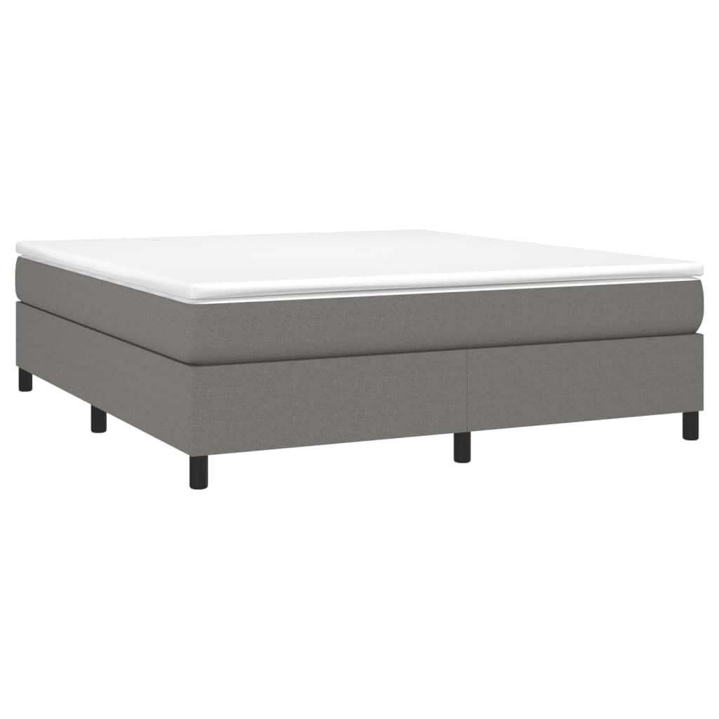 vidaXL King Size Box Spring Bed Frame with Dark Gray Fabric Upholstery – Modern Style Bedroom Furniture, Engineered Plywood Construction, 76"x79.9" Mattress Compatibility