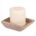 Creative Home Rose Marble Stone Boat Shaped Candle Holder-Small