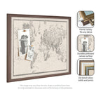 Framed Fabric Pinboard Vintage Black and White Linen World Map Wall Organization