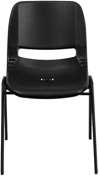 HERCULES Series 440 lb. Capacity Kids Black Ergonomic Shell Stack Chair with Black Frame and 14 Seat Height