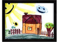 RAS Kids Art Frame - Boxed Style Wide Frame Edge Construction Paper Removable Acrylic Pane Cardboard Backing with Hooks - [Black