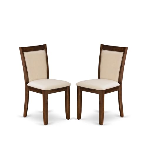 East West Furniture V727Mzn32-7 7 Piece Dining Table Set Consist Of A Rectangle Kitchen Table With V-Legs And 6 Light Beige Linen Fabric Parson Dining Chairs, 40X72 Inch, Multi-Color