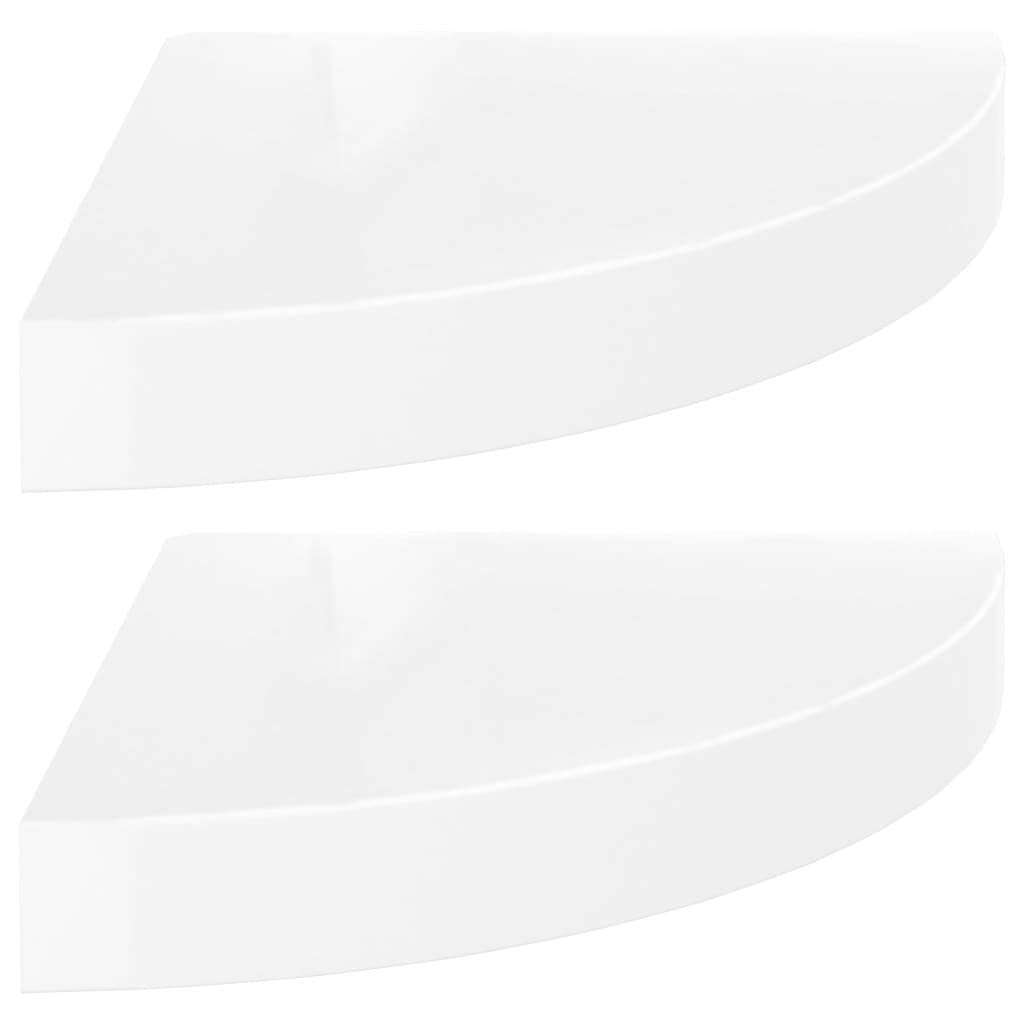 vidaXL Floating Corner Shelves 2 pcs High Gloss White 9.8"x9.8"x1.5" MDF