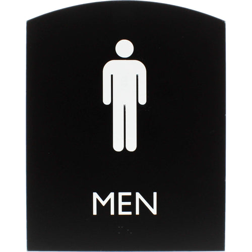 1 Each - Men Print/Message - 6.8' Width X 0.8' Height - Easy Readability, Braille - Black-2676-Office Supplies