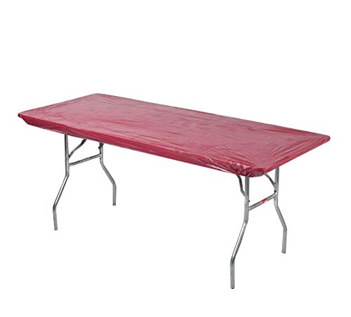 Kwik-Covers 6' Rectangle Plastic Table Covers 30' X 72', Bundle Of 5 (Maroon)