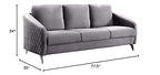 Lilola Home Sofia Gray Velvet Modern Chic Sofa Couch