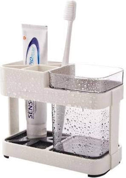Wagmine Toothbrush Toothpaste Stand Holder Bathroom Storage Organizer,Plastic