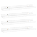 vidaXL Wall-Mounted MDF Shelves Set of 4 - Versatile Wall Storage Units for Interior Decoration - White