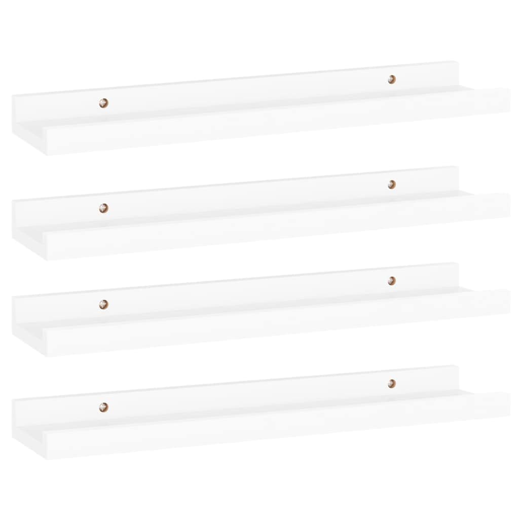 vidaXL Wall-Mounted MDF Shelves Set of 4 - Versatile Wall Storage Units for Interior Decoration - White