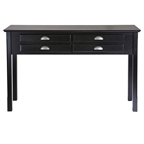 Ergode Wood Timber Console Table - Contemporary Design, Black Finish, 4 Storage Drawers, Entryway Furniture, Easy Assembly - 47.6' W x 15.7' D x 29.1' H