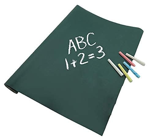 YAJNAS Vinyl Green Chalkboard Wall Sticker 2 X 6.5 Feet | Removable Chalkboard with 5 Chalks, Self-Adhesive Waterproof Blackboar