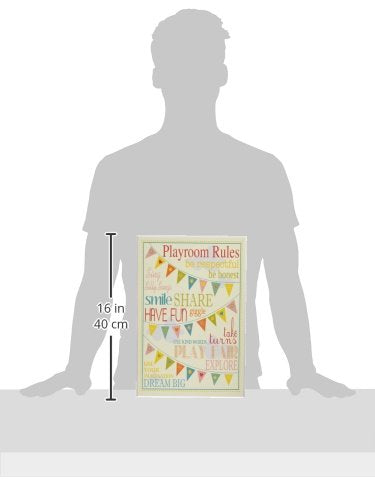 Stupell Home D  Cor Playroom Rules With Pennants In Pink Rectangle Wall Plaque, 10.25 X 0.5 X 14.75, Proudly Made In Usa