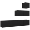vidaXL TV Cabinet Set 4 Piece Home Living Room Bedroom Furniture HiFi Stereo Cabinet TV Stand Media Unit Entertainment Center Engineered Wood Black