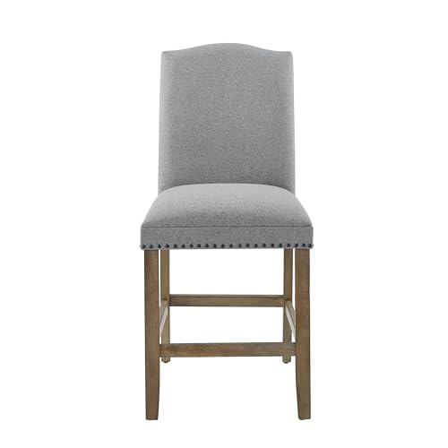 Steve Silver Furniture Grayson Gray Marble Counter Table Set 5pc, Rectangular Gray 860-Inch Marble Table with 4 Upholstered Counter Chairs, with Bottom Storage, 60" L x 40" W x 36" H, Grey