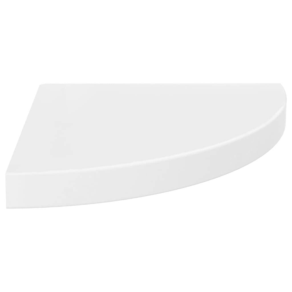 Vidaxl Modern Floating Corner Shelf, High Glossy White, 13.8 Inch X13.8 Inch X1.5 Inch , Honeycomb Mdf And Metal Shelf With Invisible Mounting,