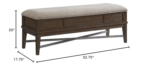 Intercon Preston Bedroom Storage Bench with Cushion, Weathered Vintage Oak