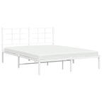 vidaXL White Metal Bed Frame-Double with Headboard, Steel Construction, 59.1"x78.7" Mattress Compatible, Under-Bed Storage, Modern Bedroom Furniture